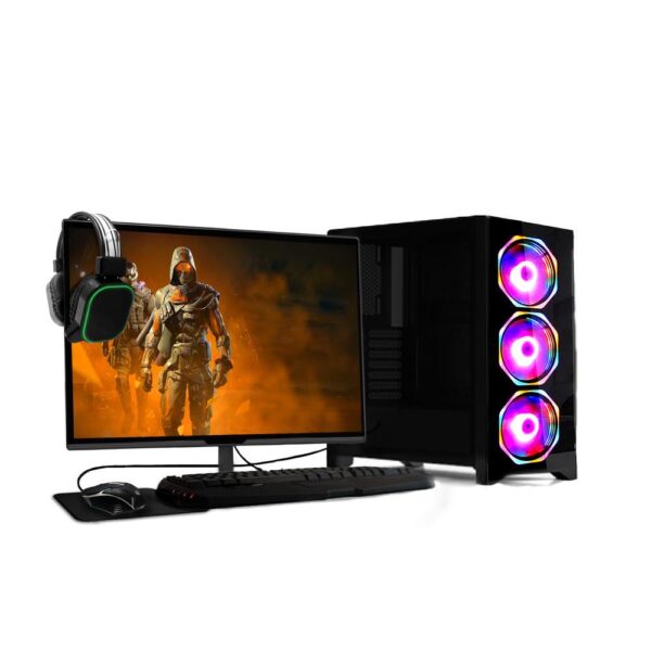 PC Gamer Completo Fácil AMD Ryzen 5, 5600g, 3.9ghz, Radeon Vega 7, 16GB DDR4, HD 500GB, Fonte 500w - Monitor 19" Kit Gamer