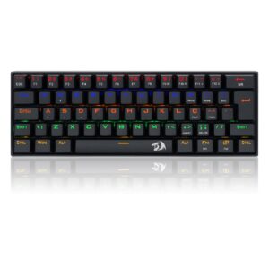 Teclado Gamer Mecânico Redragon Lakshmi, Rainbow, Switch Blue, ABNT2, 60%, Black, K606R